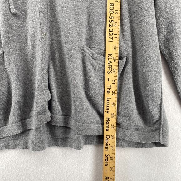 EILEEN FISHER Sweater L Organic Cotton Snap Front Cardigan Oversized Gray - Picture 12 of 13